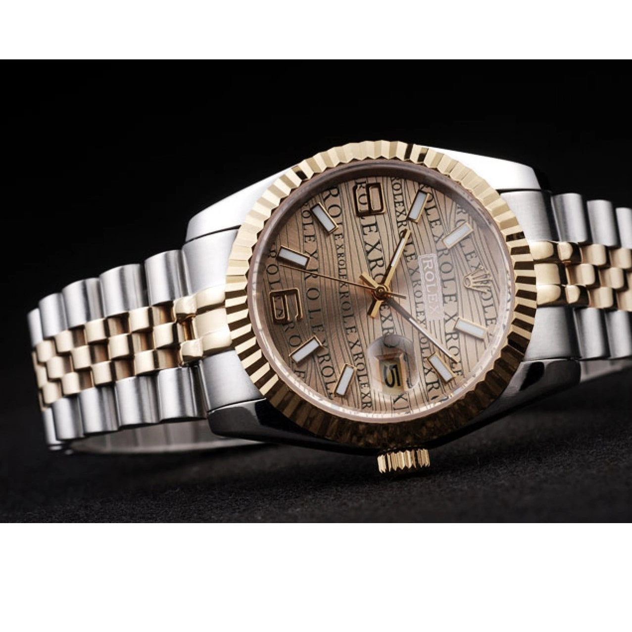 Aaa replica watch Dial PlatedGold Gold 18k Rolex Steel DateJust Tone Stainless Two 0715